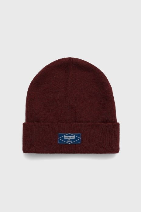 Шапка Superdry колір бордовий з тонкого трикотажу