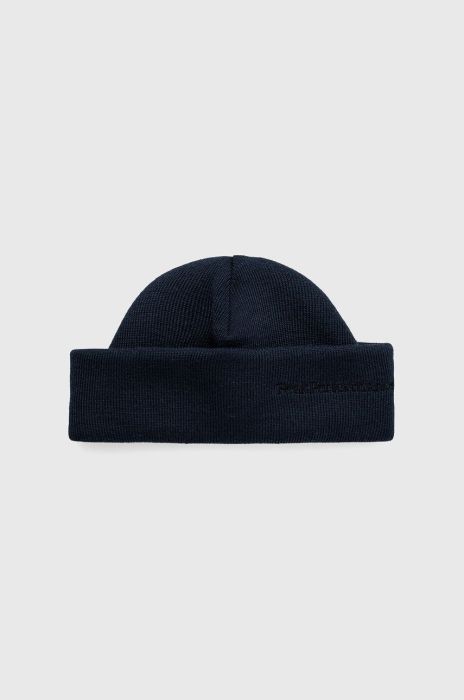 Вовняна шапка Peak Performance колір синій з тонкого трикотажу вовна