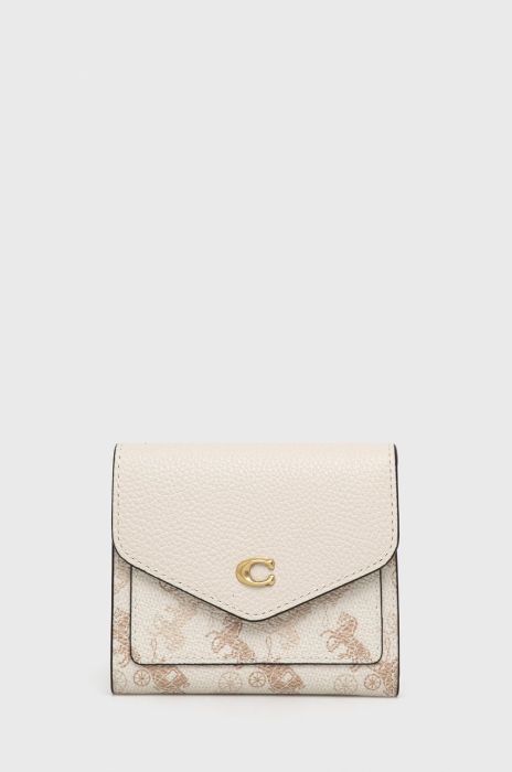 Coach - Шкіряний гаманець колір бежевий (1911790)