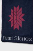 Шарф з домішкою вовни Femi Stories колір синій візерунок Шарф з домішкою вовни Femi Stories колір синій візерунок