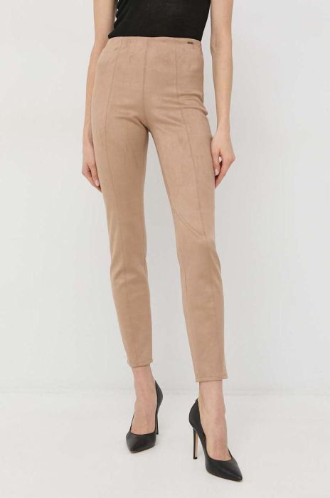 Штани Guess жіночі колір зелений облягаюче висока посадка Штани Guess жіночі колір зелений облягаюче висока посадка