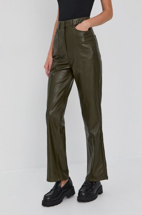 Штани Samsoe Samsoe жіночі колір зелений прямі висока посадка