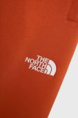 Дитячі бавовняні штани The North Face колір помаранчевий з аплікацією Дитячі бавовняні штани The North Face колір помаранчевий з аплікацією