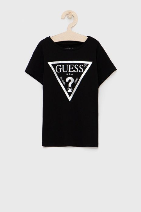 Дитяча бавовняна футболка Guess колір чорний (1523038)