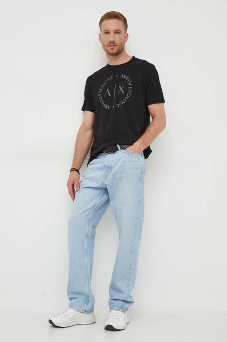 Бавовняна футболка Armani Exchange колір чорний з принтом (3387667) Бавовняна футболка Armani Exchange колір чорний з принтом (3387667)