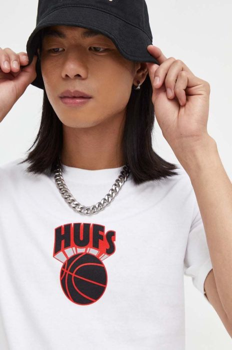 Бавовняна футболка HUF колір зелений з принтом