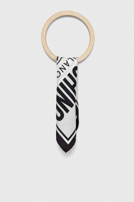 Шовкова кишенькова хустка Moschino x Smiley колір білий Шовкова кишенькова хустка Moschino x Smiley колір білий