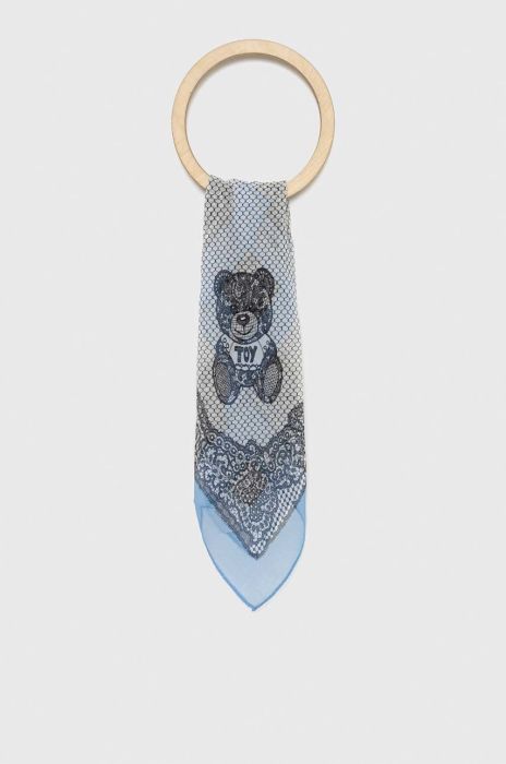 Шовкова хустка на шию Moschino колір бірюзовий візерунок