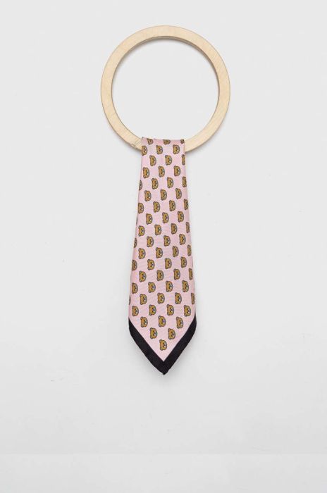 Шовкова кишенькова хустка Moschino колір рожевий Шовкова кишенькова хустка Moschino колір рожевий