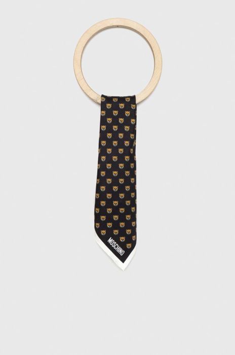 Шовкова кишенькова хустка Moschino колір чорний Шовкова кишенькова хустка Moschino колір чорний