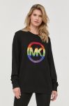 Бавовняна блузка MICHAEL Michael Kors жіноча колір чорний з аплікацією