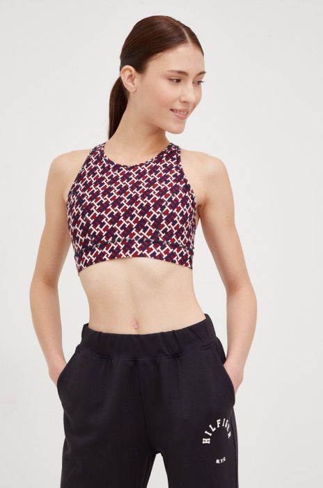 Спортивний бюстгальтер Tommy Hilfiger колір бордовий візерунок Спортивний бюстгальтер Tommy Hilfiger колір бордовий візерунок
