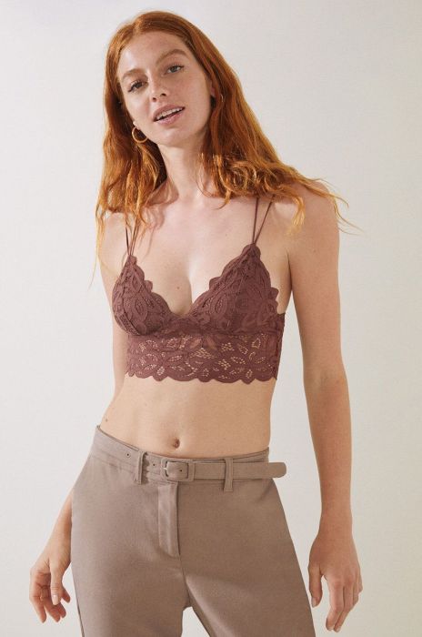Бюстгальтер women'secret колір бордовий мереживо однотонний Бюстгальтер women'secret колір бордовий мереживо однотонний