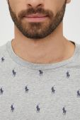 Бавовняна піжамна футболка Polo Ralph Lauren колір сірий візерунок Бавовняна піжамна футболка Polo Ralph Lauren колір сірий візерунок