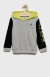 Дитяча бавовняна кофта Guess колір сірий з аплікацією (2452254)