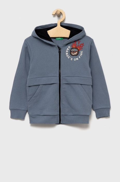 Дитяча бавовняна кофта United Colors of Benetton з принтом колір блакитний (2620613) Дитяча бавовняна кофта United Colors of Benetton з принтом колір блакитний (2620613)