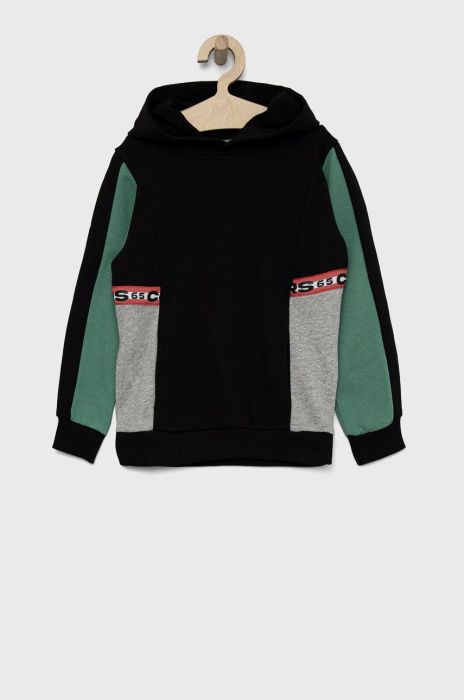 Дитяча бавовняна кофта United Colors of Benetton колір чорний однотонна