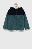 Дитяча кофта Sisley колір зелений з капюшоном однотонна Дитяча кофта Sisley колір зелений з капюшоном однотонна