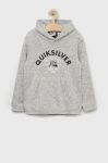 Дитяча кофта Quiksilver колір сірий з капюшоном з аплікацією