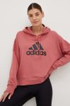 Кофта adidas Performance жіноча колір рожевий з капюшоном з принтом