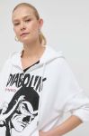 Бавовняна кофта Pinko x Diabolik жіноча колір білий з капюшоном з аплікацією Бавовняна кофта Pinko x Diabolik жіноча колір білий з капюшоном з аплікацією