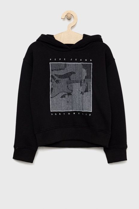 Дитяча кофта Pepe Jeans Etlyne колір чорний з аплікацією Дитяча кофта Pepe Jeans Etlyne колір чорний з аплікацією