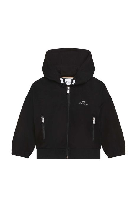 Дитяча бавовняна кофта BOSS колір чорний з аплікацією Дитяча бавовняна кофта BOSS колір чорний з аплікацією