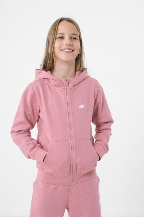 Дитяча кофта 4F колір рожевий з капюшоном однотонна Дитяча кофта 4F колір рожевий з капюшоном однотонна