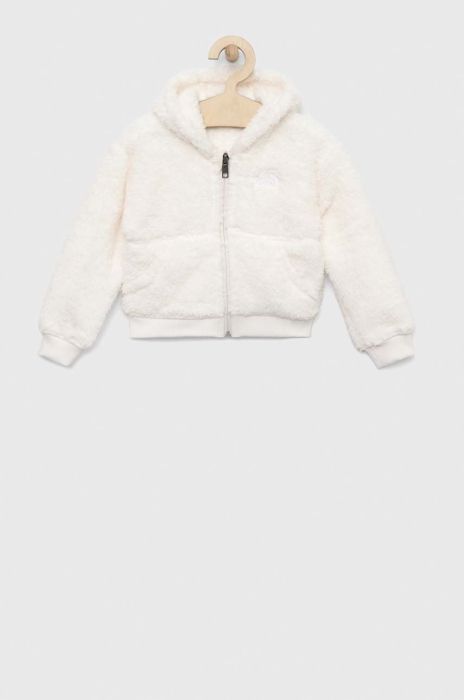 Дитяча кофта The North Face колір бежевий з капюшоном однотонна Дитяча кофта The North Face колір бежевий з капюшоном однотонна