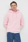 Кофта Tommy Hilfiger чоловіча колір рожевий з капюшоном однотонна