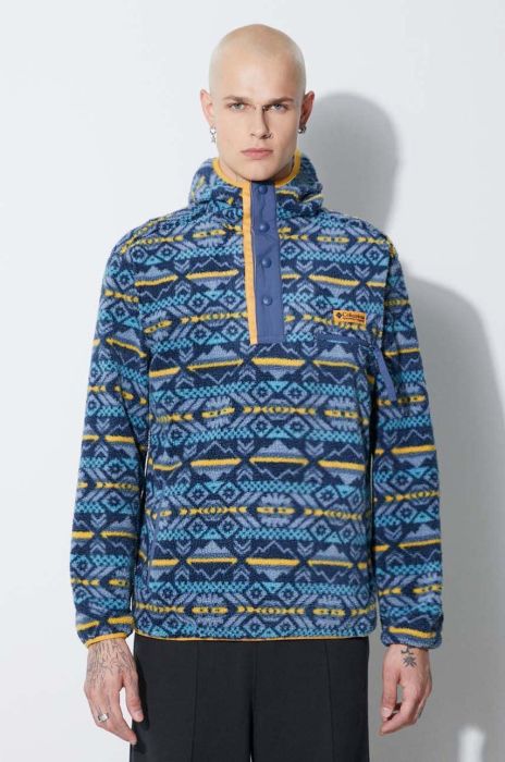 Кофта Columbia чоловіча колір синій з капюшоном візерунок 2013705-371 Кофта Columbia чоловіча колір синій з капюшоном візерунок 2013705-371