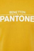 Бавовняна кофта United Colors of Benetton X Pantone чоловіча колір жовтий з капюшоном візерунок Бавовняна кофта United Colors of Benetton X Pantone чоловіча колір жовтий з капюшоном візерунок