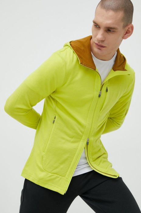 Спортивна кофта Icebreaker Quantum Iii чоловіча колір зелений з капюшоном однотонна Спортивна кофта Icebreaker Quantum Iii чоловіча колір зелений з капюшоном однотонна