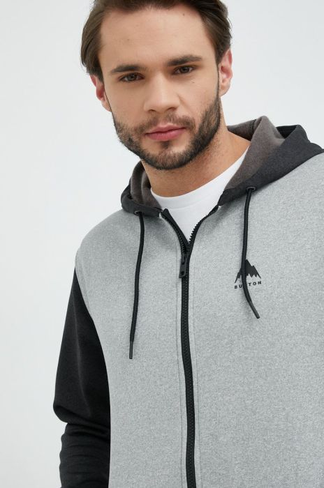 Кофта Burton Oak чоловіча колір сірий з капюшоном візерунок Кофта Burton Oak чоловіча колір сірий з капюшоном візерунок