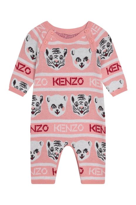 Kenzo Kids Дитячі бавовняні повзунки + czapeczka колір рожевий Kenzo Kids Дитячі бавовняні повзунки + czapeczka колір рожевий