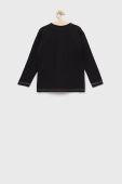Дитячий бавовняний лонгслів United Colors of Benetton колір чорний однотонний (2724101) Дитячий бавовняний лонгслів United Colors of Benetton колір чорний однотонний (2724101)