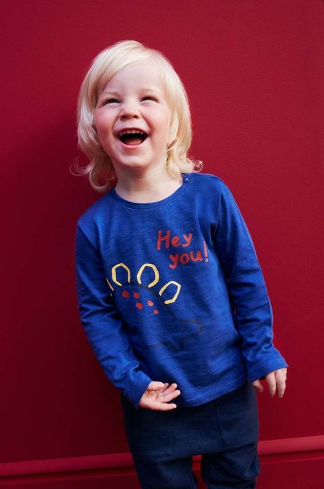 Бавовняний лонгслів для немовлят OVS з принтом колір блакитний (2819413) Бавовняний лонгслів для немовлят OVS з принтом колір блакитний (2819413)