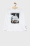 Дитячий бавовняний лонгслів Birba&Trybeyond колір білий з аплікацією Дитячий бавовняний лонгслів Birba&Trybeyond колір білий з аплікацією