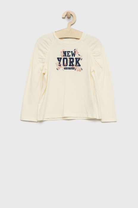 Дитячий бавовняний лонгслів United Colors of Benetton колір бежевий (2711183)