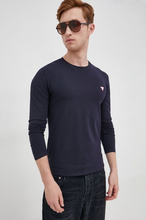 Лонгслів Guess чоловічий колір синій однотонний (2434224)