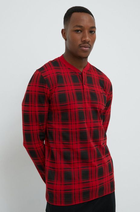 Піжамний бавовняний лонгслів Michael Kors колір червоний візерунок Піжамний бавовняний лонгслів Michael Kors колір червоний візерунок