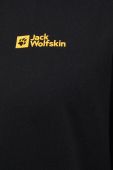 Бавовняний лонгслів Jack Wolfskin Essential колір чорний однотонний