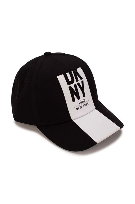 Дитяча бавовняна шапка Dkny колір чорний з принтом Дитяча бавовняна шапка Dkny колір чорний з принтом