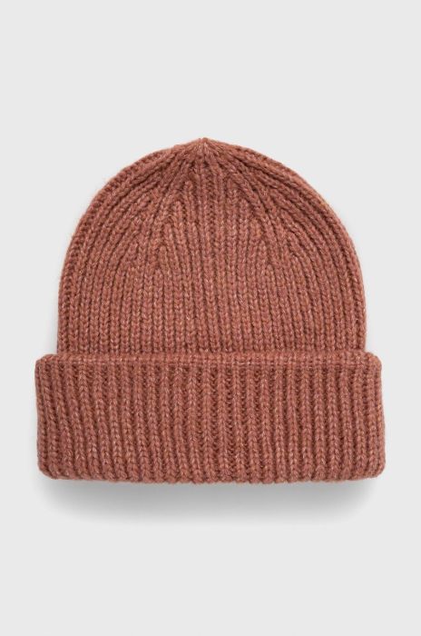 Шапка з домішкою вовни Only колір коричневий з товстого трикотажу Шапка з домішкою вовни Only колір коричневий з товстого трикотажу