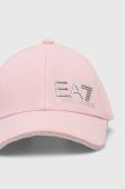 Бавовняна бейсболка EA7 Emporio Armani колір рожевий з аплікацією (3445124)