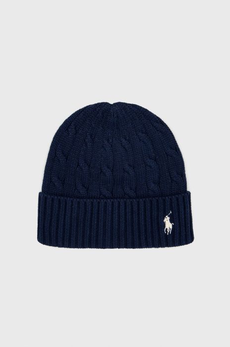 Бавовняна шапка Polo Ralph Lauren колір синій з бавовни Бавовняна шапка Polo Ralph Lauren колір синій з бавовни