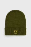 Шапка з домішкою вовни Pinko колір зелений з тонкого трикотажу Шапка з домішкою вовни Pinko колір зелений з тонкого трикотажу