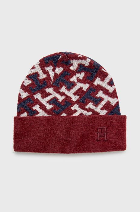 Шапка з домішкою вовни Tommy Hilfiger колір бордовий (2653604) Шапка з домішкою вовни Tommy Hilfiger колір бордовий (2653604)