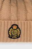 Шапка з домішкою вовни Lauren Ralph Lauren колір коричневий з товстого трикотажу Шапка з домішкою вовни Lauren Ralph Lauren колір коричневий з товстого трикотажу
