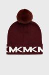 Шапка Michael Kors колір бордовий з тонкого трикотажу Шапка Michael Kors колір бордовий з тонкого трикотажу